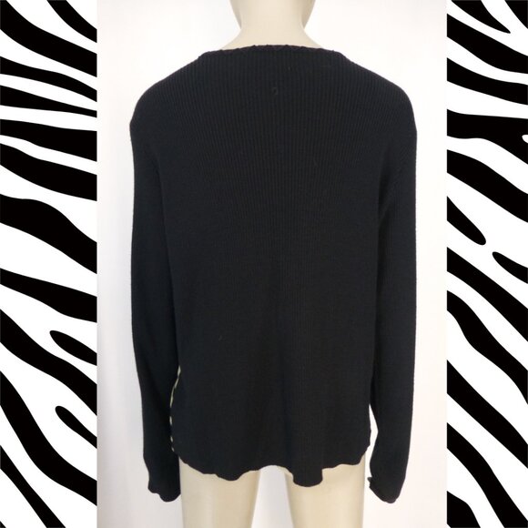 Carole Little Wool-Blend, Zebra Animal Print, Long Sleeve Top - Picture 3 of 11